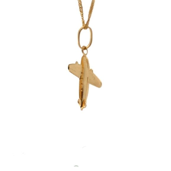 18K Gold 17.5 inches Necklace Airplane Pendant 1.83 grams - Picture 12 of 15